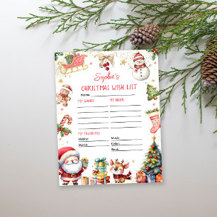 Lámina Lista de deseos de Navidad de Santa Claus