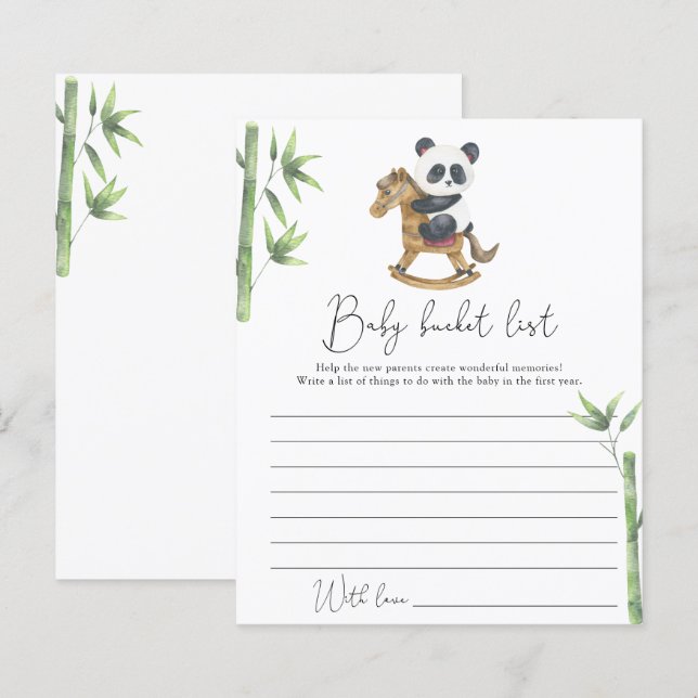 Lámina Lista de deseos del bebé oso panda (Anverso / Reverso)