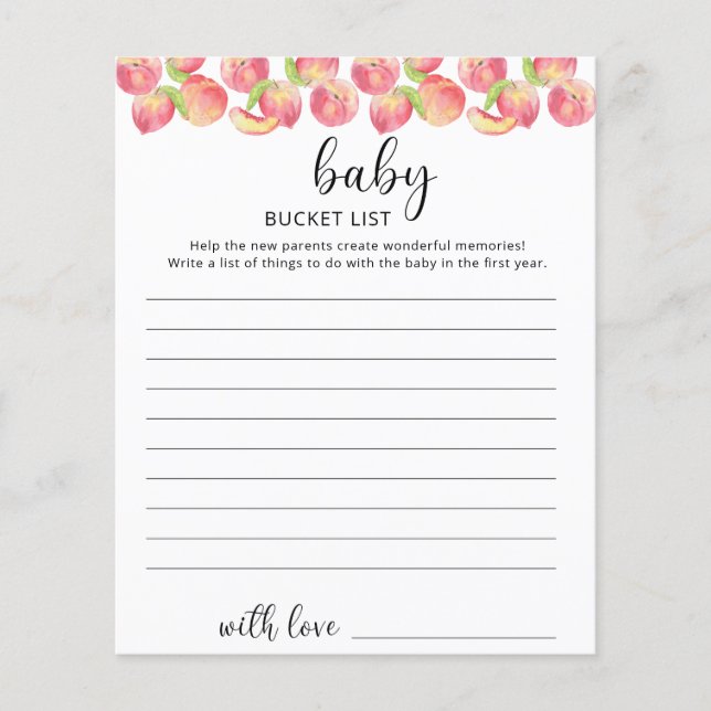 Lámina lista de deseos Peach Baby (Anverso)