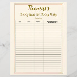 Lámina Lista de invitados de la fiesta de cumpleaños de T