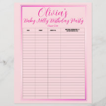Lista de invitados para fiestas de cumpleaños de B