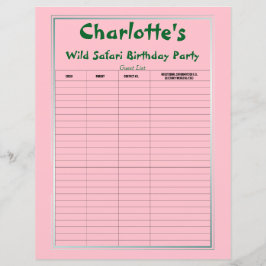 Lámina Lista de invitados para la fiesta de cumpleaños de