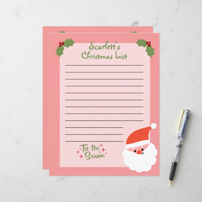 Lámina Lista de Navidades personalizados a Santa (Anverso/Reverso In Situ)