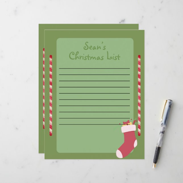 Lámina Lista de Navidades personalizados para Santa (Anverso/Reverso In Situ)