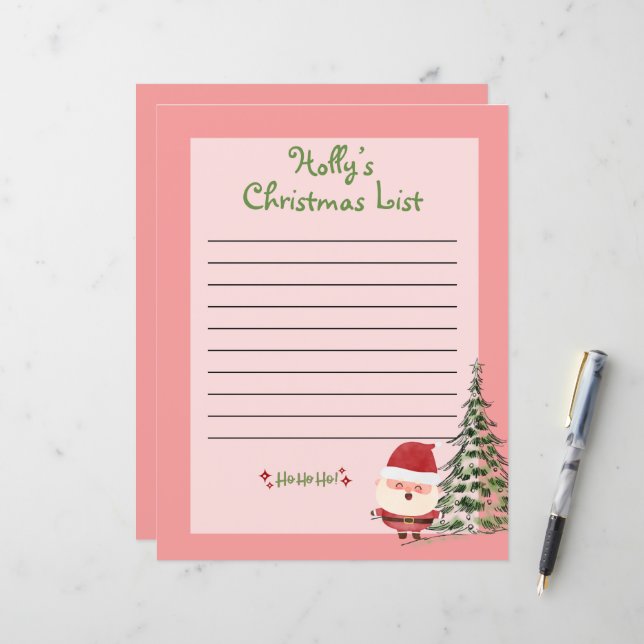 Lámina Lista de Navidades personalizados para Santa (Anverso/Reverso In Situ)