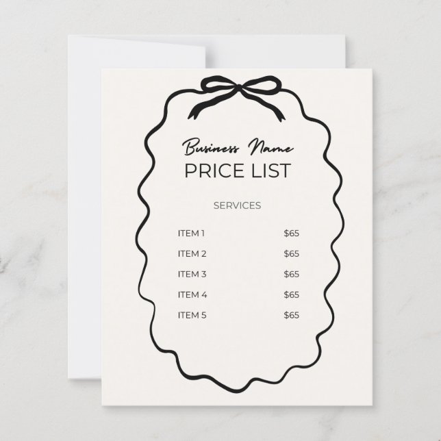 Lámina Lista de precios (Anverso)
