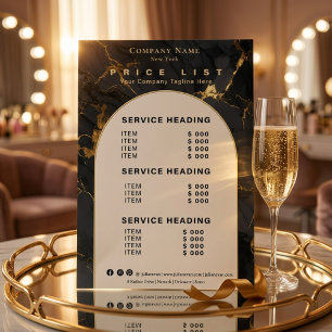 Lámina Lista de precios de servicios de belleza de ónix d