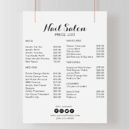 Lámina Lista de precios de venta de uñas Minimalista por 