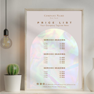 Lámina Lista de precios del Servicio de Belleza Holográfi