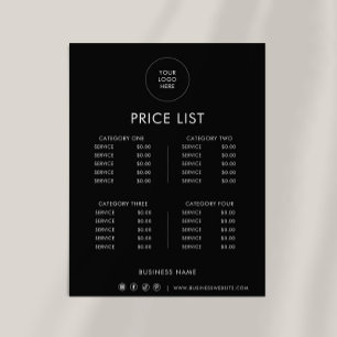 Lámina Lista de precios formales Minimalistas negros