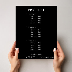 Lámina Lista de precios simples formales Minimalistas rea