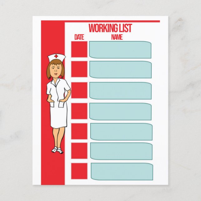 Lámina Lista de trabajo médico (Anverso)