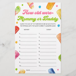 Lámina Listo para hacer que Baby Shower adivine la edad