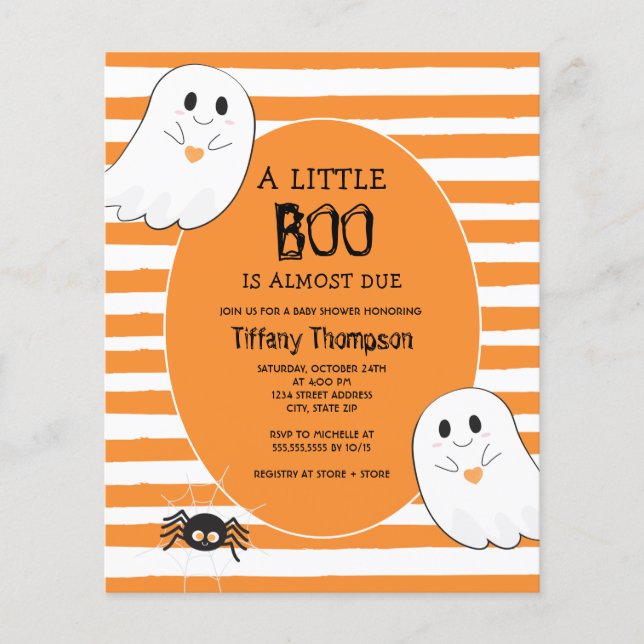 Lámina Little Boo Ghost Budget Halloween Baby Shower (Anverso)
