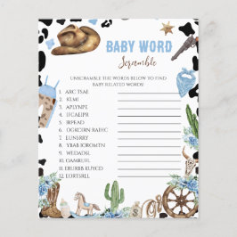 Lámina Little Cowboy Baby Shower Word Scramble Game