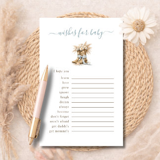 Lámina Little Cowboy Western Wishes For Baby Advice Card