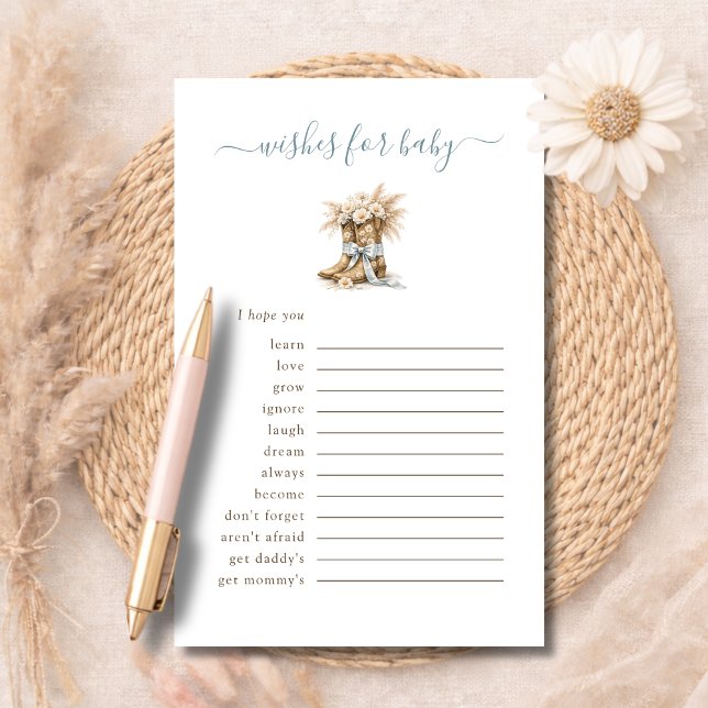 Lámina Little Cowboy Western Wishes For Baby Advice Card (Subido por el creador)