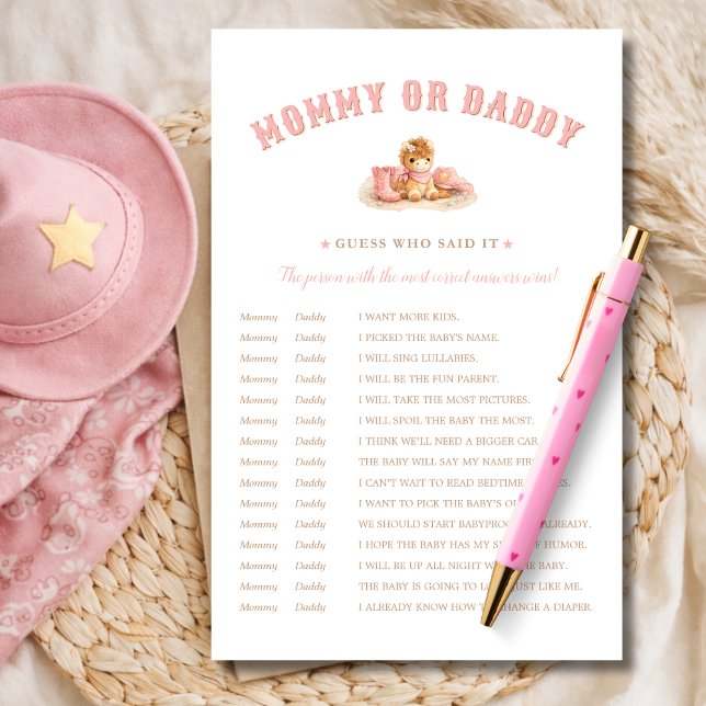 Lámina Little Cowgirl Baby Shower Game Guess Who Said It (Subido por el creador)
