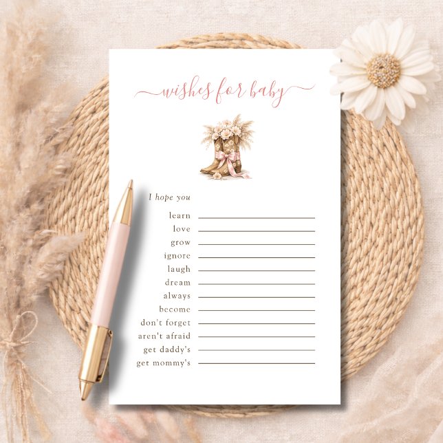 Lámina Little Cowgirl Western Wishes For Baby Advice Card (Subido por el creador)