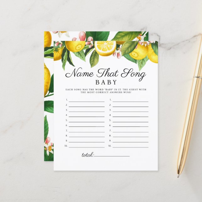 Lámina Little Cutie Name That Song Baby Shower Game (Anverso/Reverso In Situ)