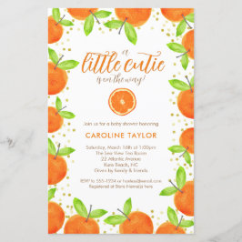 Lámina Little Cutie on Way Naranja Clementine Baby Shower