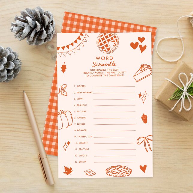 Lámina Little Cutie Pie Baby Shower Word Scramble Game (Subido por el creador)