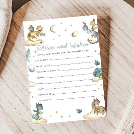 Lámina Little Dragon Baby Shower Advice and Wishes Game