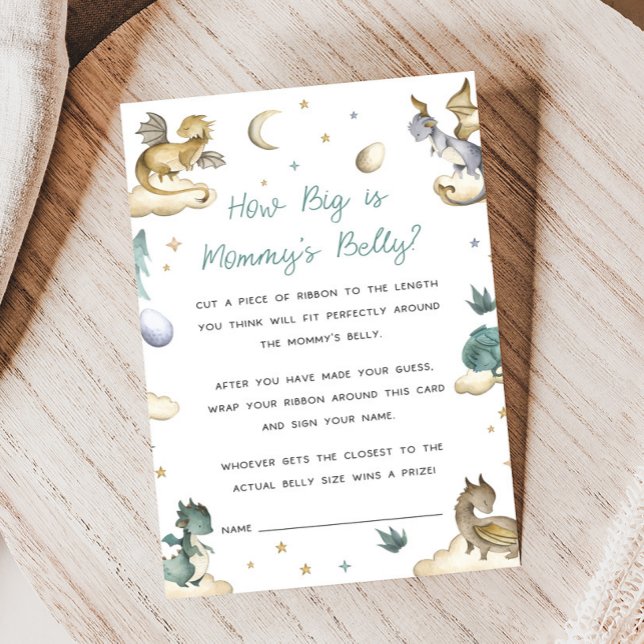 Lámina Little Dragon Baby Shower How Big is Game (Dragon Baby Shower Game)