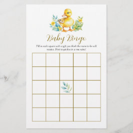 Lámina Little Duckling Duck Baby Shower Bingo Game
