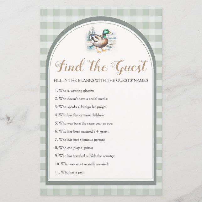 Lámina Little Duckling Gingham Baby Shower Encuentra Al I (Anverso)