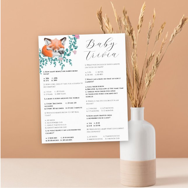 Lámina Little fox - Baby Trivia | Juego Baby Shower (Subido por el creador)