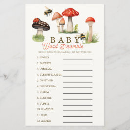 Lámina Little Fun Guy Mushroom Bee Boy Baby Word Scramble