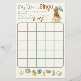Lámina Little Girl Rustic Bunny Baby Shower Bingo