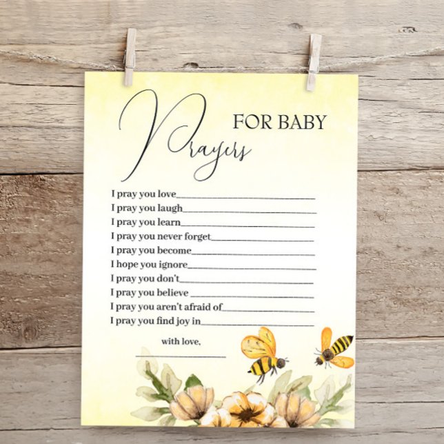 Lámina Little Honey Bee Prayers for Baby Shower Card (Subido por el creador)