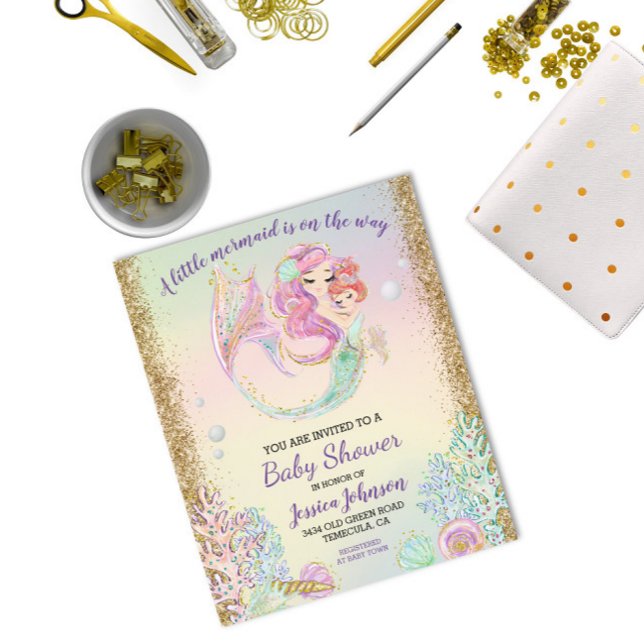 Lámina Little Mermaid Watercolor Presupuesto Baby Shower (Subido por el creador)
