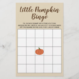 Lámina Little Pumpkin Fall Tan Baby Shower Bingo Card