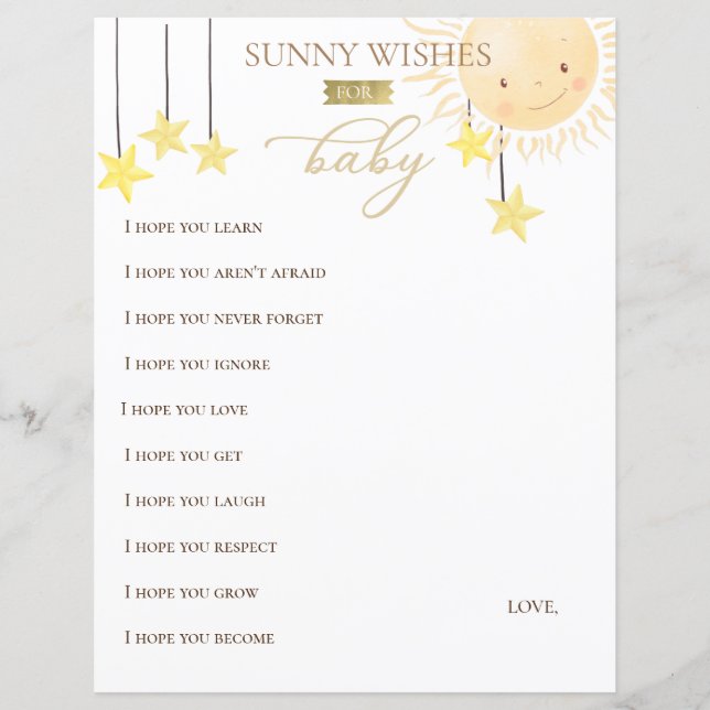 Lámina Little Sonny Sunshine Baby Shower Wings (Anverso)
