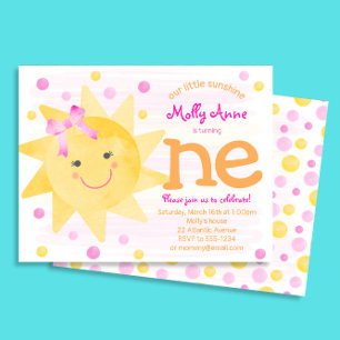 Lámina Little Sunshine Budget 1er cumpleaños invitación