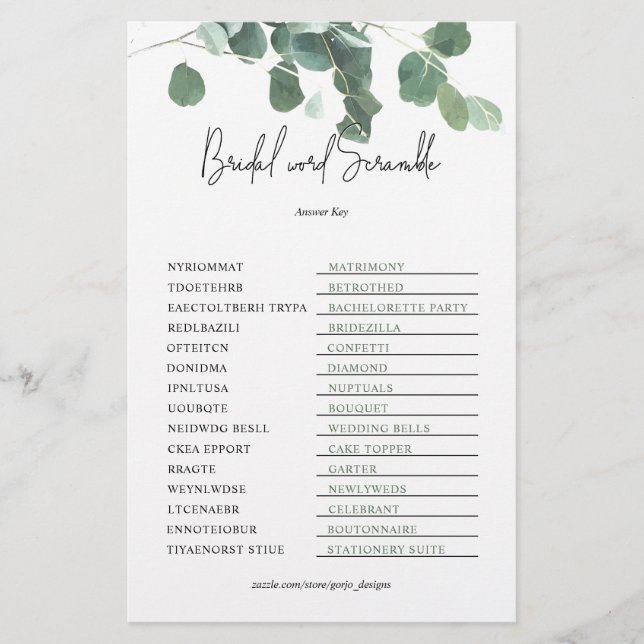 Lámina Llave de desorden de palabras Juego de ducha de no (Anverso)