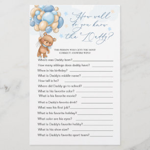 Lámina Llevar el juego de Baby Shower ¿Qué tan bien conoc