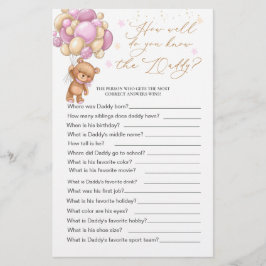 Lámina Llevar el juego de Baby Shower ¿Qué tan bien conoc