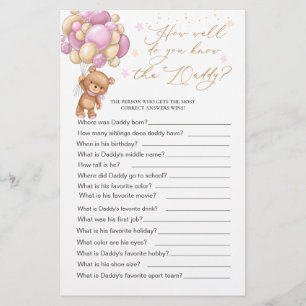 Lámina Llevar el juego de Baby Shower ¿Qué tan bien conoc