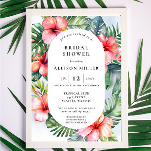 Lámina Lluvia de boda con flores tropicales al acuarela e