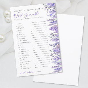 Lámina Lluvia de palabras Lavanda Floral Ducha de Novia