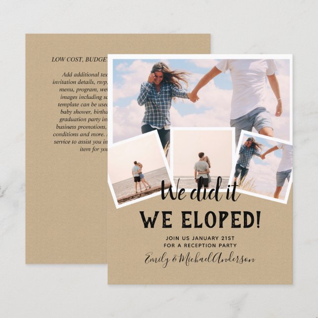 Lámina Lo hicimos ELOPEMENT FOTO Wedding RECEPTION Budget (Anverso / Reverso)