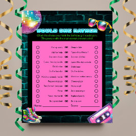 Lámina ¿Lo prefiere? Juego de cumpleaños Neon Disco de lo