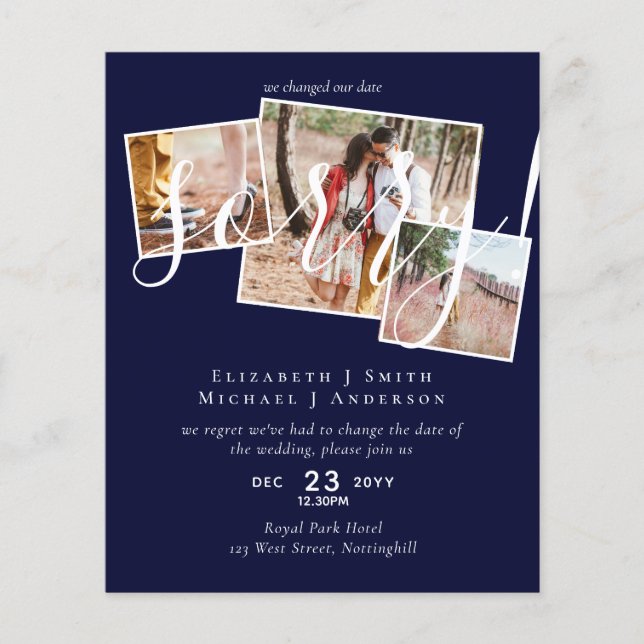 Lámina ¡LO SENTIMOS! Boda Posposición Cambio de fecha FOT (Anverso)
