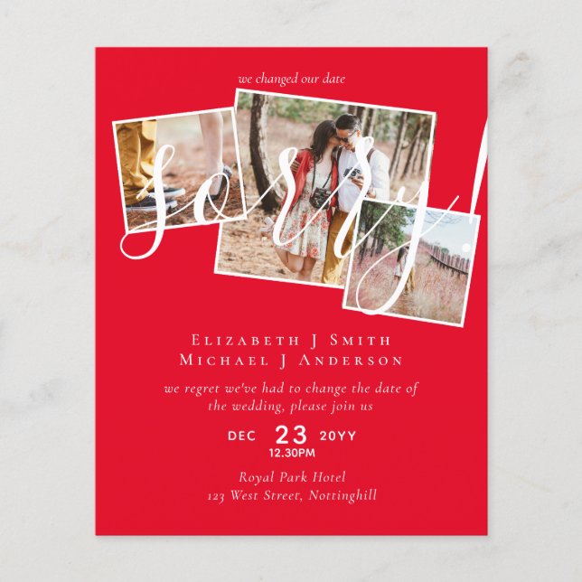 Lámina ¡LO SENTIMOS! Boda Posposición Cambio de fecha FOT (Anverso)