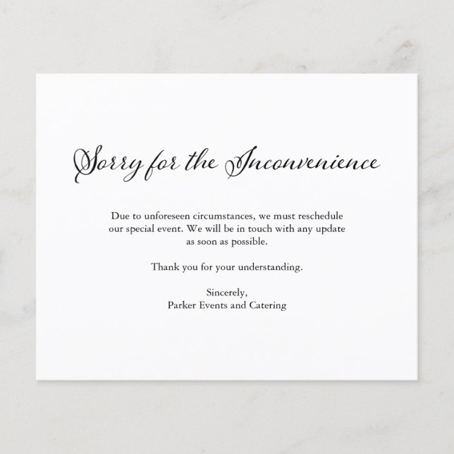 Lámina ¡Lo sentimos | Invitación de cancelación elegante  (Anverso)