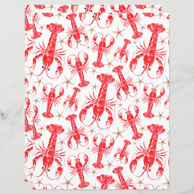 Lámina Lobsters Scrapbook Paper (Anverso / Reverso)